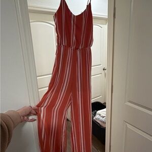 Shinestar Vibrant Red Striped Jumpsuit
